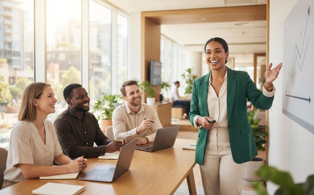 Accountant presenting a business case to colleagues — www.changeyourlife.money