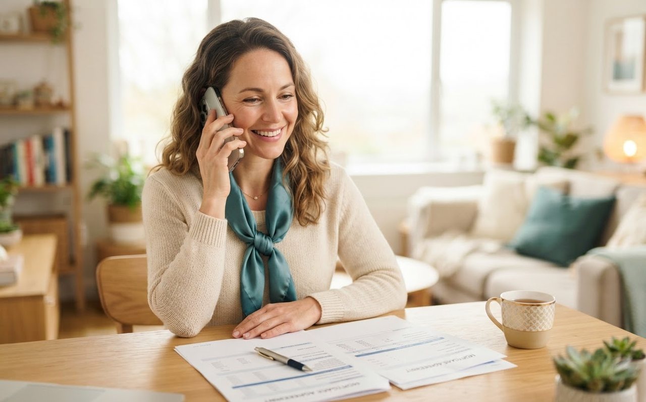 A homeowner reviewing mortgage costs while making a phone call — www.changeyourlife.money