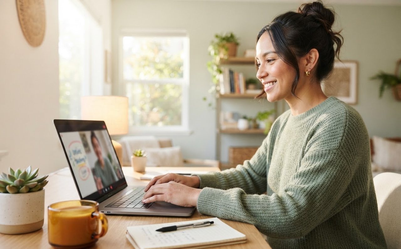 Online tutor preparing for a lesson from a home desk — www.changeyourlife.money