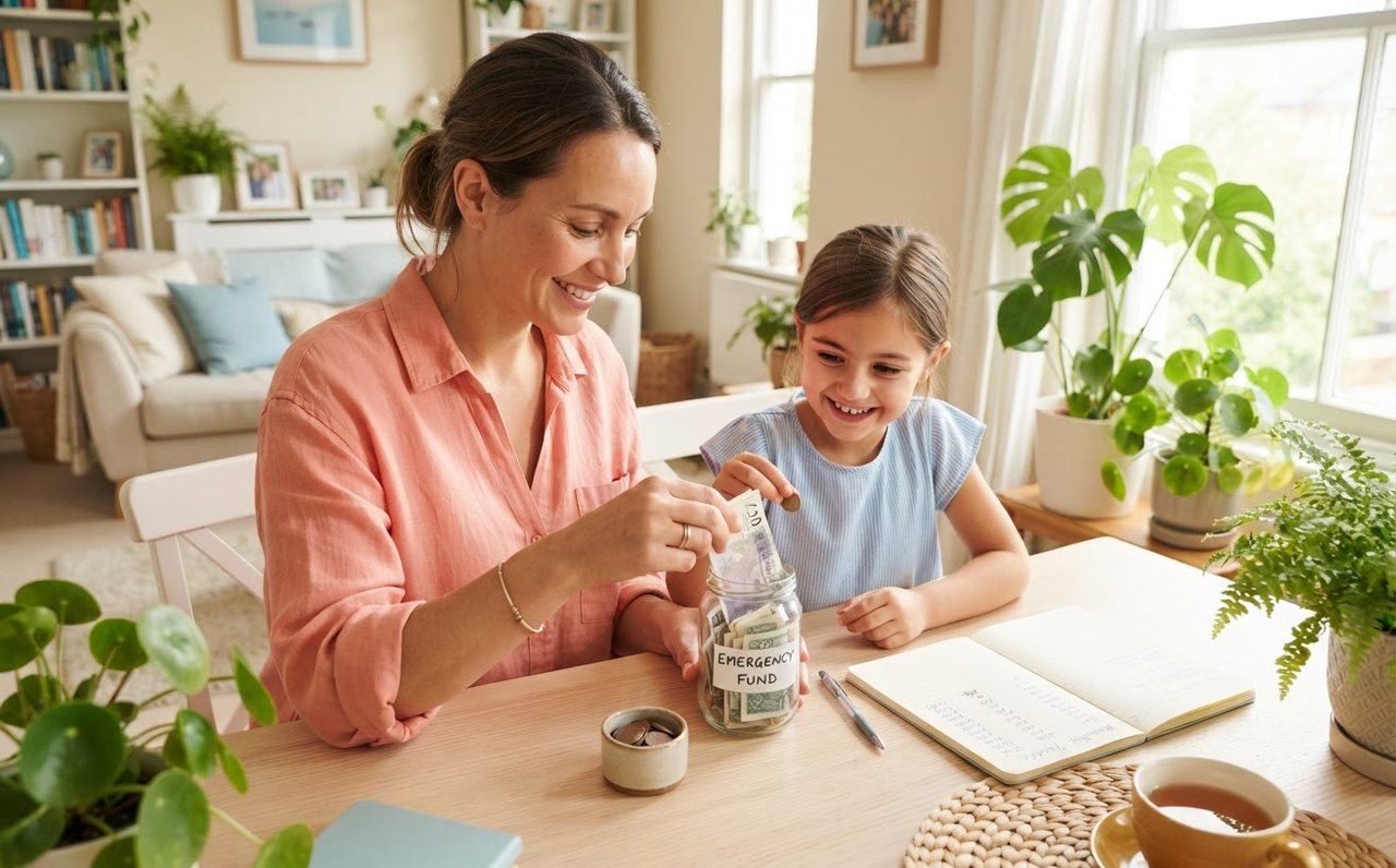 Single mother building a small emergency cash buffer at home — www.changeyourlife.money